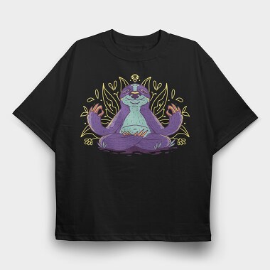 Sloth Doing Meditation Lotus Yoga Pose, Tricou Oversize Barbati (Unisex)