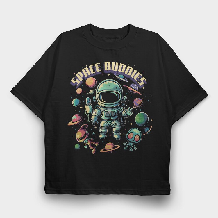Space Buddies, Tricou Oversize Barbati (Unisex)