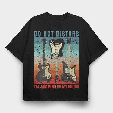 Electric Guitars Retro Sunset Quote, Tricou Oversize Barbati (Unisex)