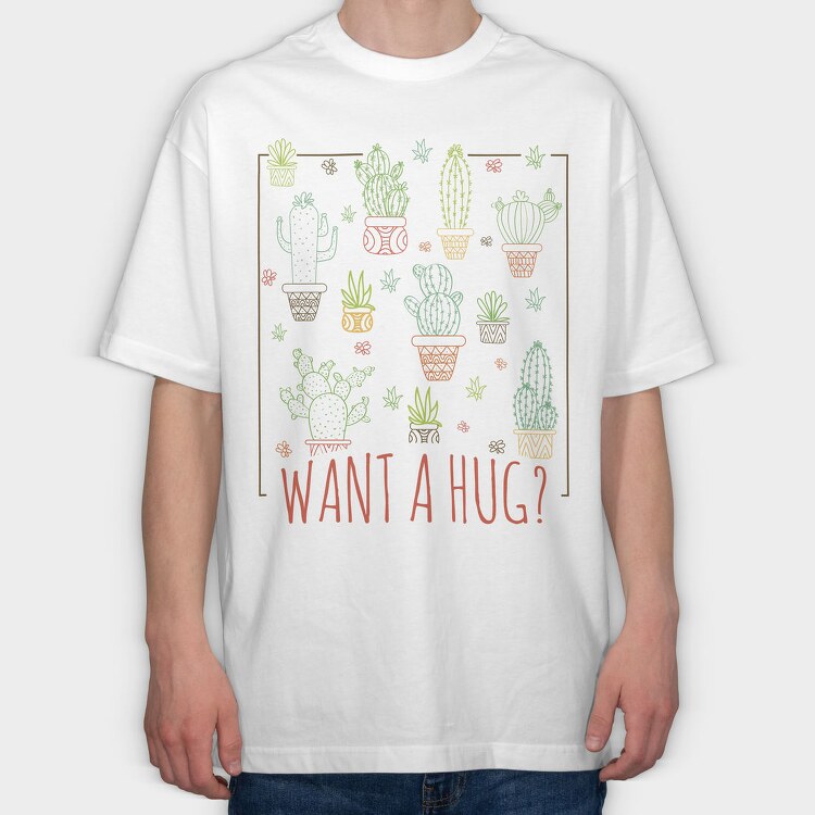 Cactus Hug, Tricou Oversize Barbati (Unisex)