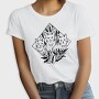 Elegant Cat Trio Illustration With Botanical Elements, Tricou Femei