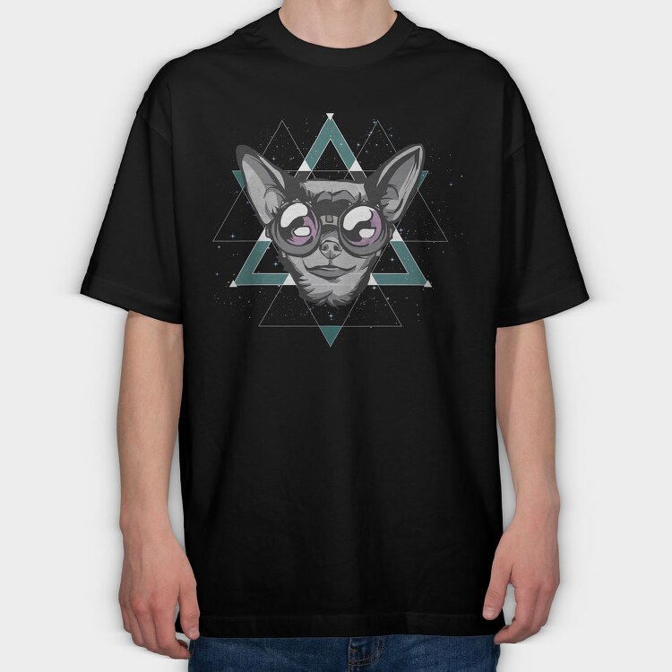 Space Chihuahua Geometry, Tricou Oversize Barbati (Unisex)