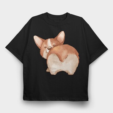 Corgi Tail Wag, Tricou Oversize Barbati (Unisex)