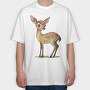 Whimsical Fawn Watercolor, Tricou Oversize Barbati (Unisex)