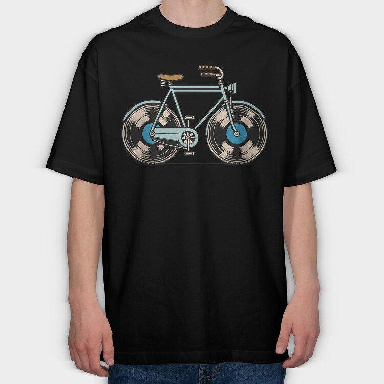 Bicycle Vinyl Record Bike, Tricou Oversize Barbati (Unisex)