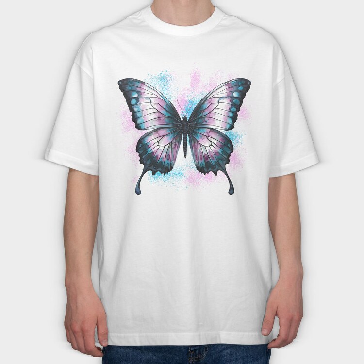 Butterfly Trans Flag, Tricou Oversize Barbati (Unisex)