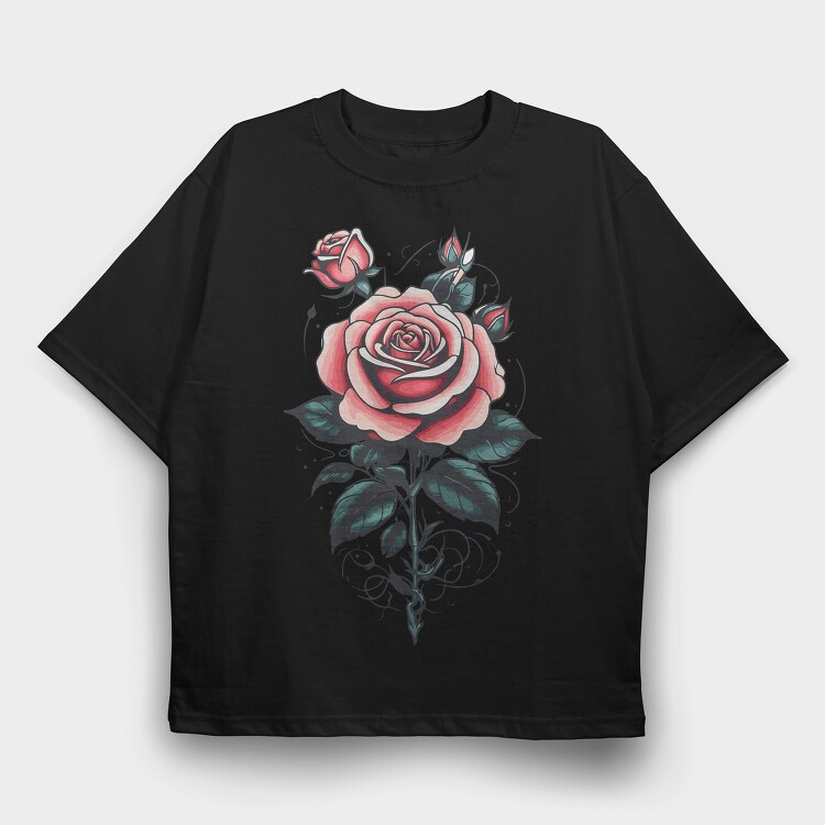 Elegant Roses Traditional, Tricou Oversize Barbati (Unisex)
