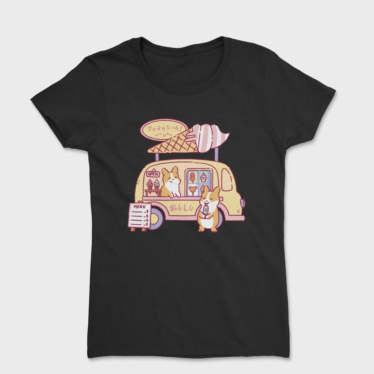 Ice Cream Food Truck Corgis, Tricou Femei
