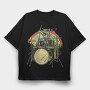 Zombie Cat Drummer, Tricou Oversize Barbati (Unisex)
