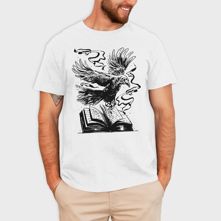 Raven On A Book, Tricou Barbati (Unisex)