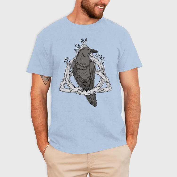 Raven On Nordic Symbol, Tricou Barbati (Unisex)