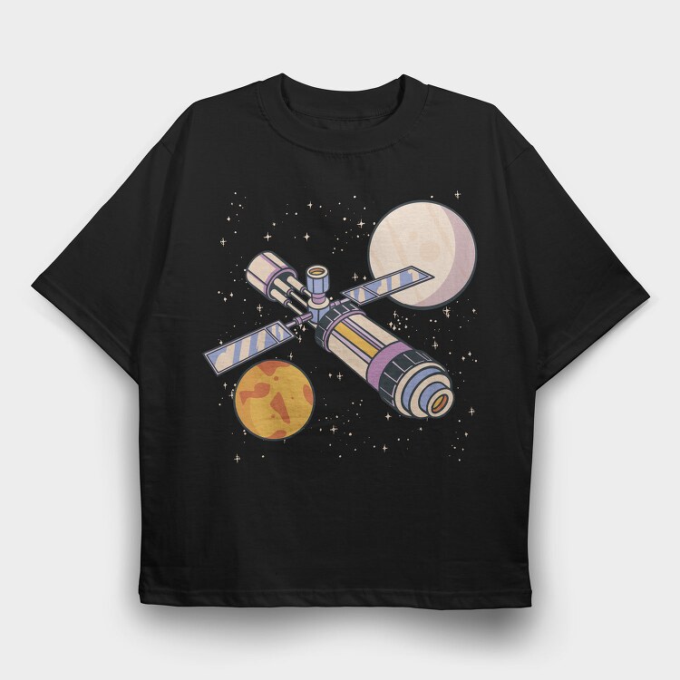 Spacecraft And Planets, Tricou Oversize Barbati (Unisex)
