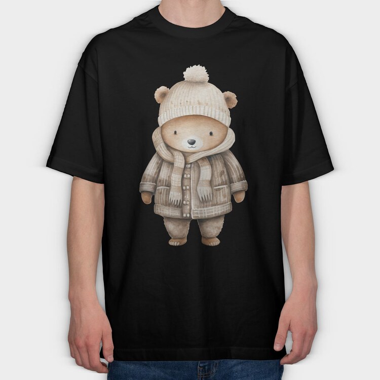 Winter Bear Coat, Tricou Oversize Barbati (Unisex)