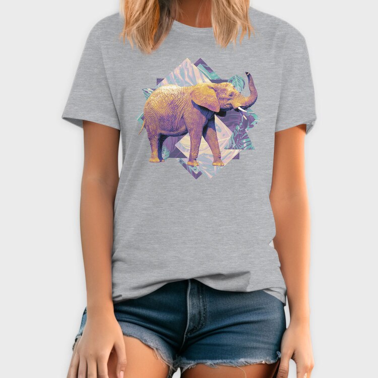 Elephant On Geometric Shapes Animals, Tricou Barbati (Unisex)