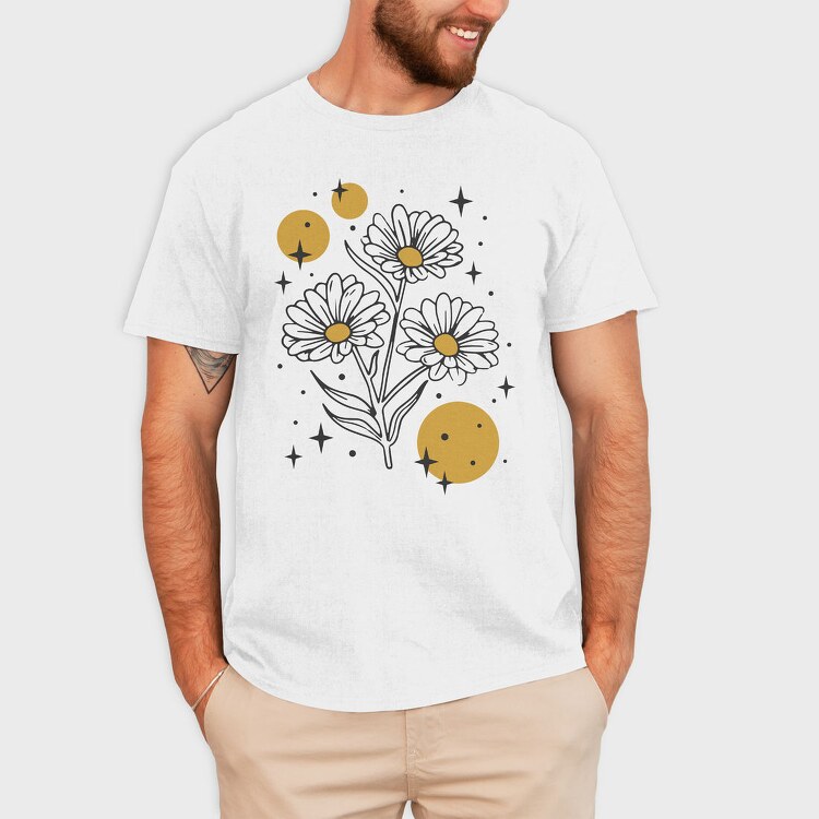 Sparkling Flowers And Circles Vintage, Tricou Barbati (Unisex)