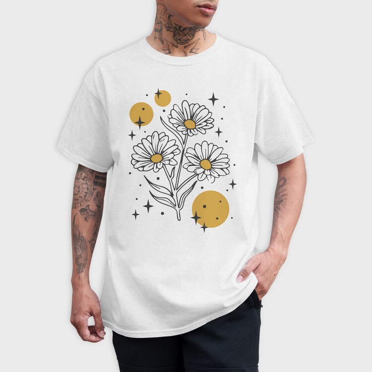 Sparkling Flowers And Circles Vintage, Tricou Barbati (Unisex)
