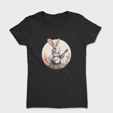 Bunny Playing Banjo Cottagecore, Tricou Femei