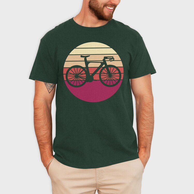 Bike Silhouette Retro Sunset, Tricou Barbati (Unisex)