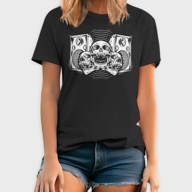 Speakers And Skulls Hand Drawn, Tricou Barbati (Unisex)