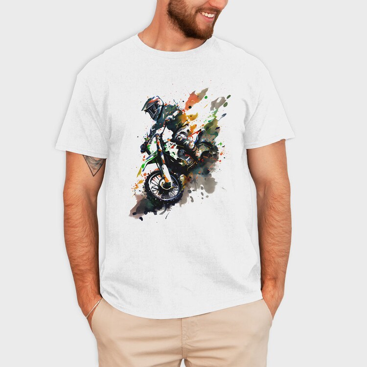 Motocross Watercolor, Tricou Barbati (Unisex)