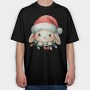 Christmas Bunny Watercolor, Tricou Oversize Barbati (Unisex)