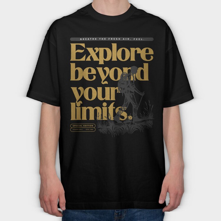 Hiking Exploration Quote, Tricou Oversize Barbati (Unisex)