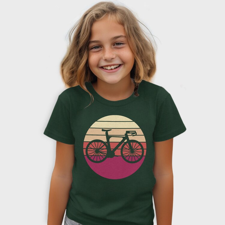 Bike Silhouette Retro Sunset, Tricou Copii