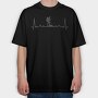 Hiking Heartbeat Line, Tricou Oversize Barbati (Unisex)