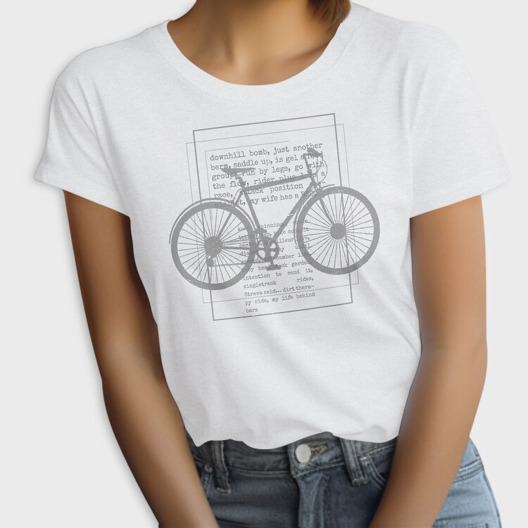 Biker Text Bicycle, Tricou Femei