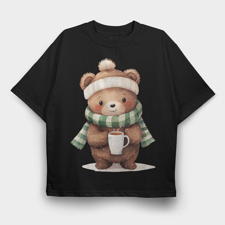Winter Bear Coffee, Tricou Oversize Barbati (Unisex)