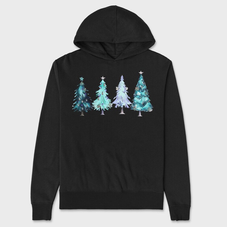 Winter Christmas Trees, Hanorac Oversize Barbati (Unisex)