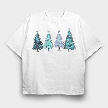 Winter Christmas Trees, Tricou Oversize Barbati (Unisex)