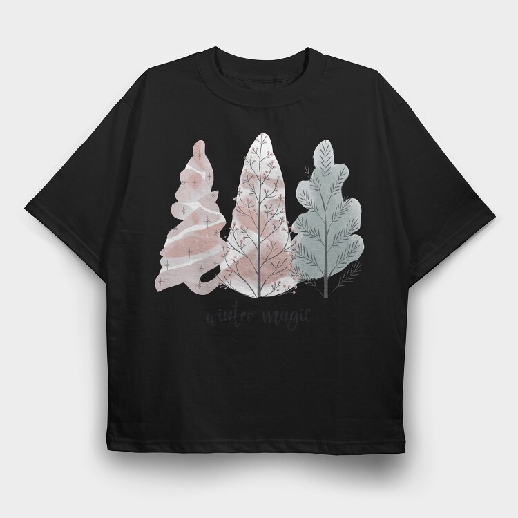 Winter Magic Tree, Tricou Oversize Barbati (Unisex)