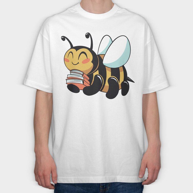 Bumblebee With Books, Tricou Oversize Barbati (Unisex)
