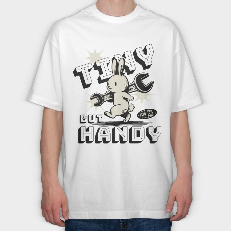 Bunny With Wrench Tiny Handy, Tricou Oversize Barbati (Unisex)