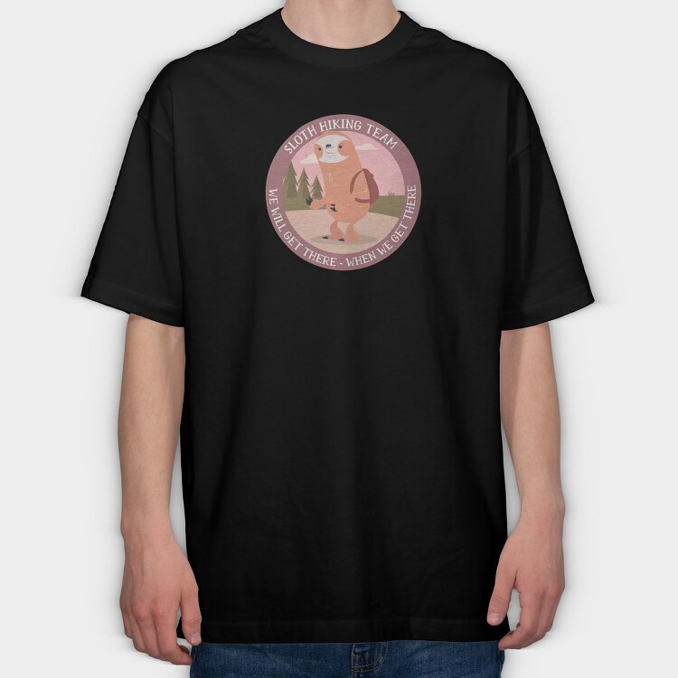 Hiking Sloth, Tricou Oversize Barbati (Unisex)