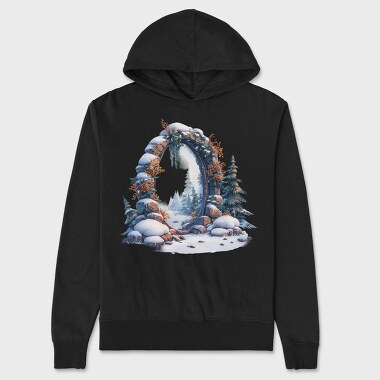 Winter Mirror Snowscape, Hanorac Oversize Barbati (Unisex)