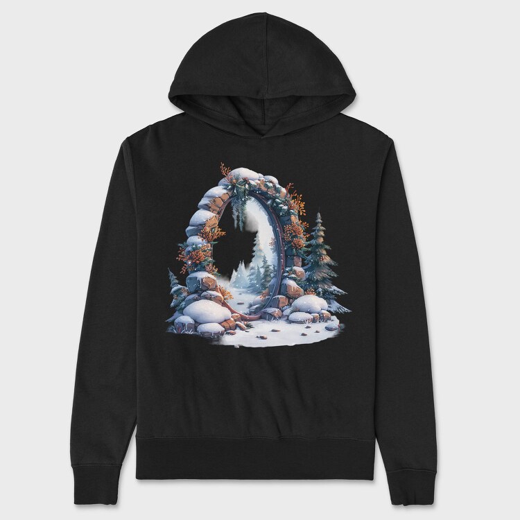 Winter Mirror Snowscape, Hanorac Oversize Barbati (Unisex)