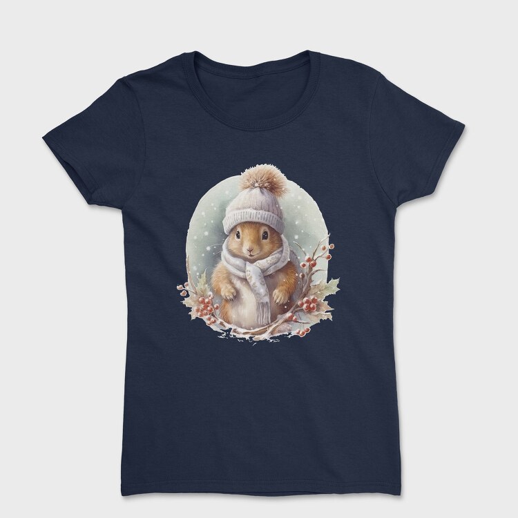 Winter Squirrel Hat, Tricou Femei