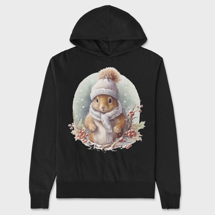 Winter Squirrel Hat, Hanorac Oversize Barbati (Unisex)