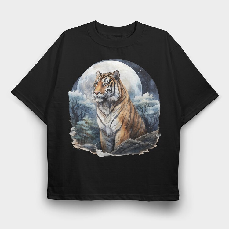 Winter Tiger Moon, Tricou Oversize Barbati (Unisex)