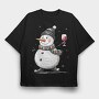 Winter Toast Snowman, Tricou Oversize Barbati (Unisex)