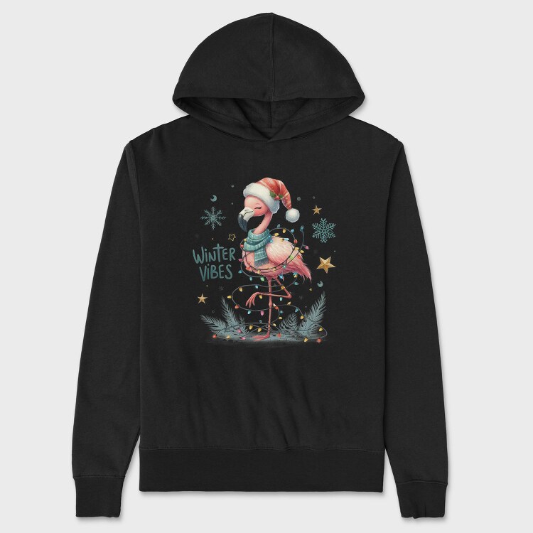 Winter Vibes Flamingo, Hanorac Oversize Barbati (Unisex)