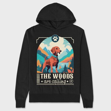Dog In The Woods Hiking, Hanorac Oversize Barbati (Unisex)