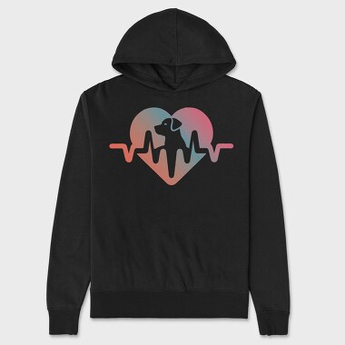 Dog Love Heartbeat, Hanorac Oversize Barbati (Unisex)