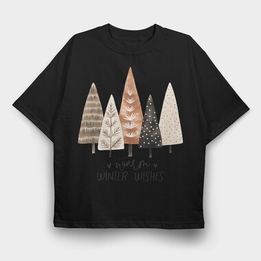 Winter Wishes Trees, Tricou Oversize Barbati (Unisex)