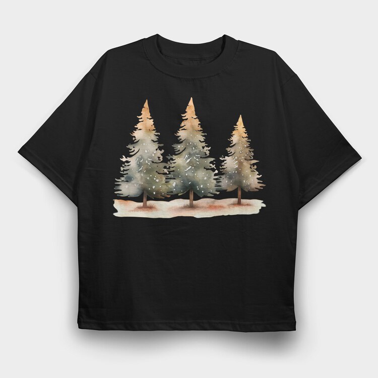 Winter Wonder Forest, Tricou Oversize Barbati (Unisex)