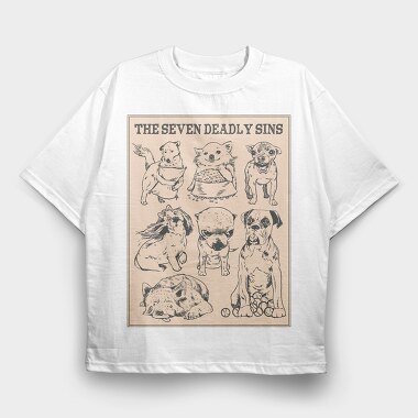 Dog Seven Deadly Sins, Tricou Oversize Barbati (Unisex)