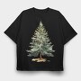 Winter Wonder Snow Tree, Tricou Oversize Barbati (Unisex)