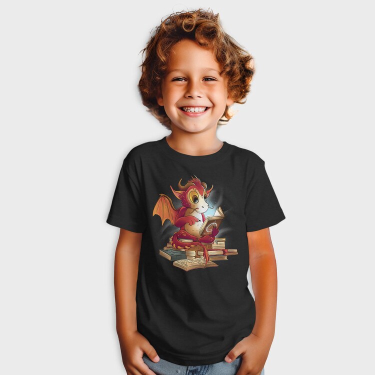 Reading Dragon Fantasy Books Illustration, Tricou Copii